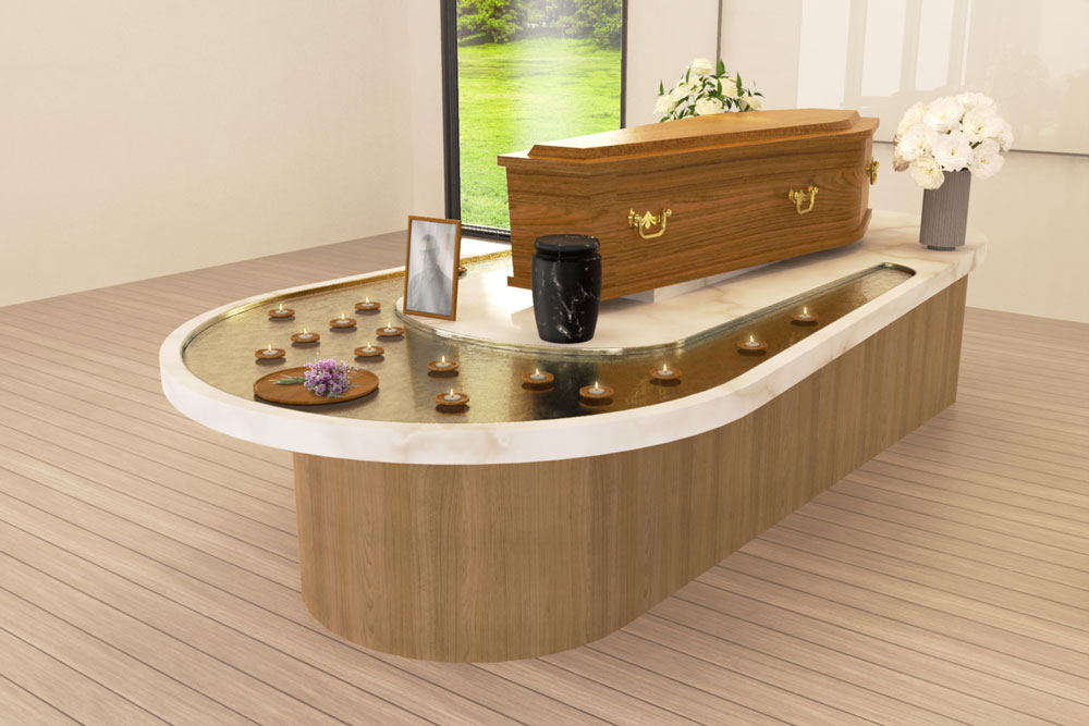 Cercueil entouré d'eau